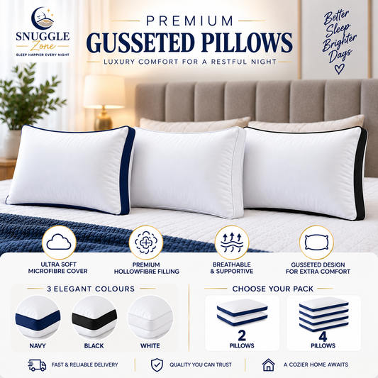 Premium Gusseted Pillows – Navy, Black & White